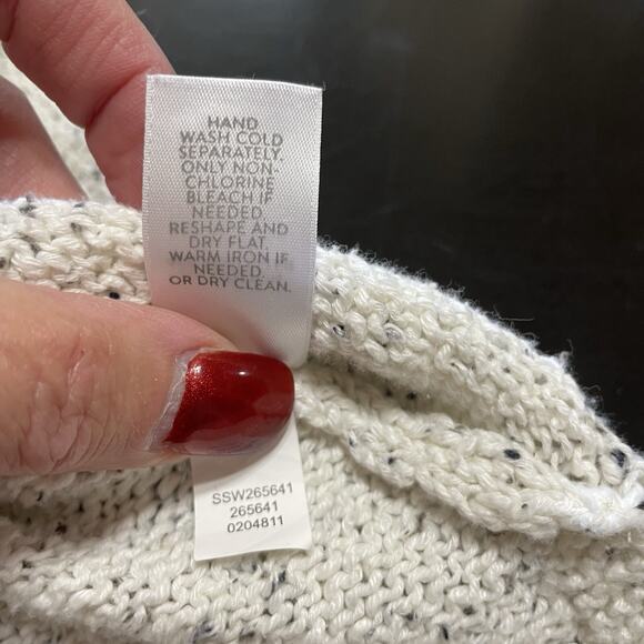 J. Jill Speckled Knit Tunic Sweater Size M Ivory Gray 3/4 Sleeves Notch Hem - Picture 10 of 11